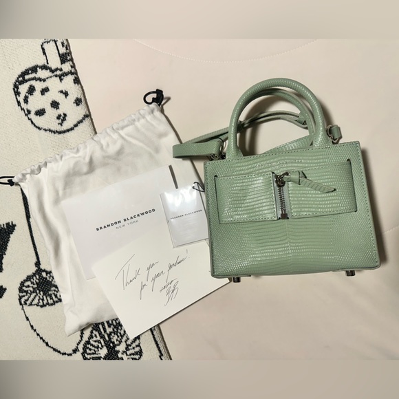 NWT Brandon Blackwood Kuei Green Lizard Print Bag🦎 - Picture 2 of 14